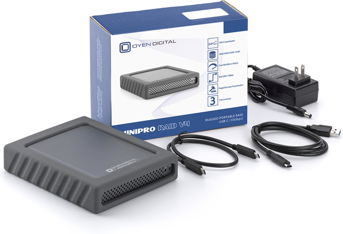 Oyen Digital Minipro V4 Raid Usb-C Rugged Hdd - 10Tb externe opslag - afbeelding 5