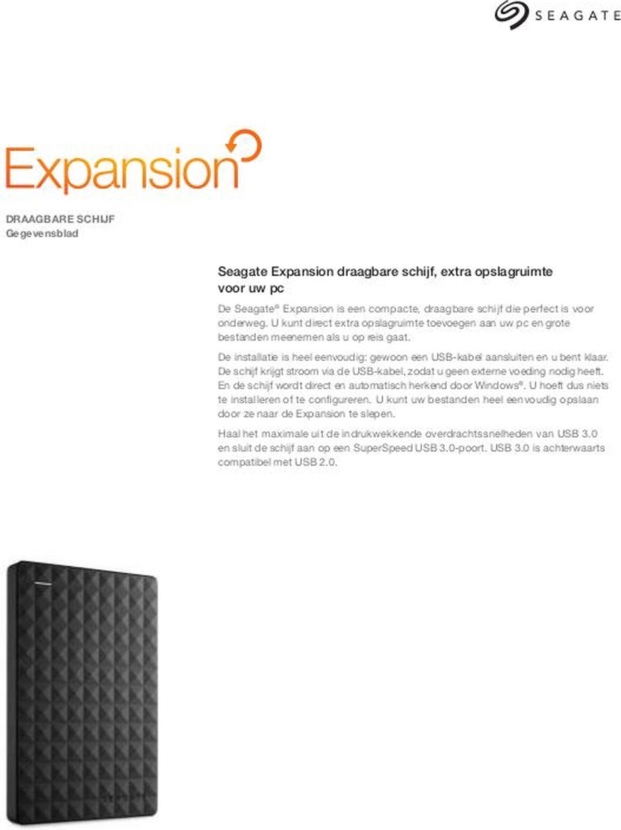 Seagate --- Expansion Portable - Externe Harde Schijf - 160Gb externe opslag - afbeelding 4