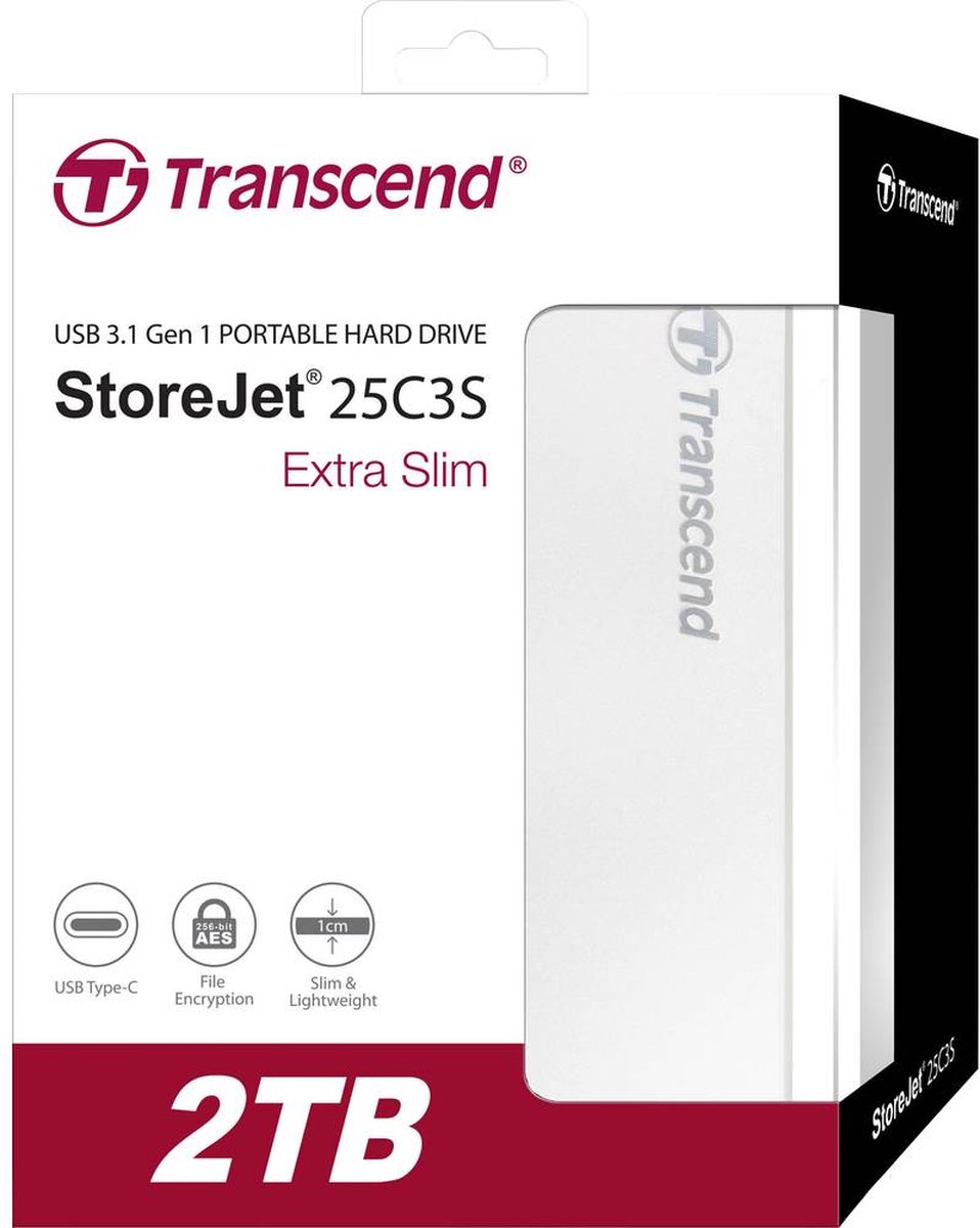 Transcend Storejet 25C3S – 2 Tb Externe Harde Schijf (2,5 Inch) – Usb-C externe opslag - afbeelding 3