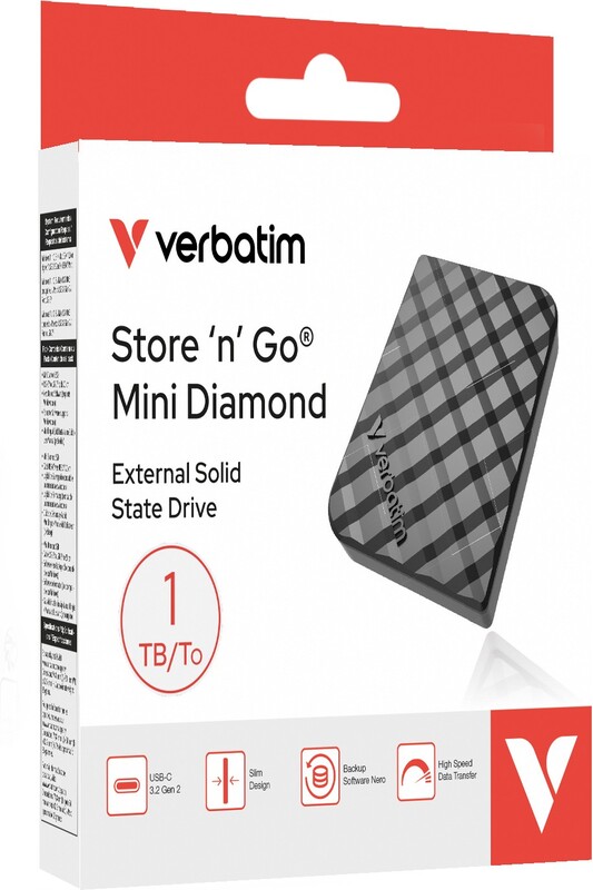 Verbatim store n go mini diamond usb 1659594 2 orig - Verbatim Store 'n' Go Mini Diamond USB-C 1TB Externe SSD (Black)