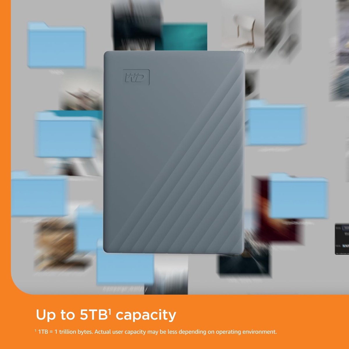 My Passport 2TB Portable USB-C Hard Drive Silicon Grey - afbeelding 2