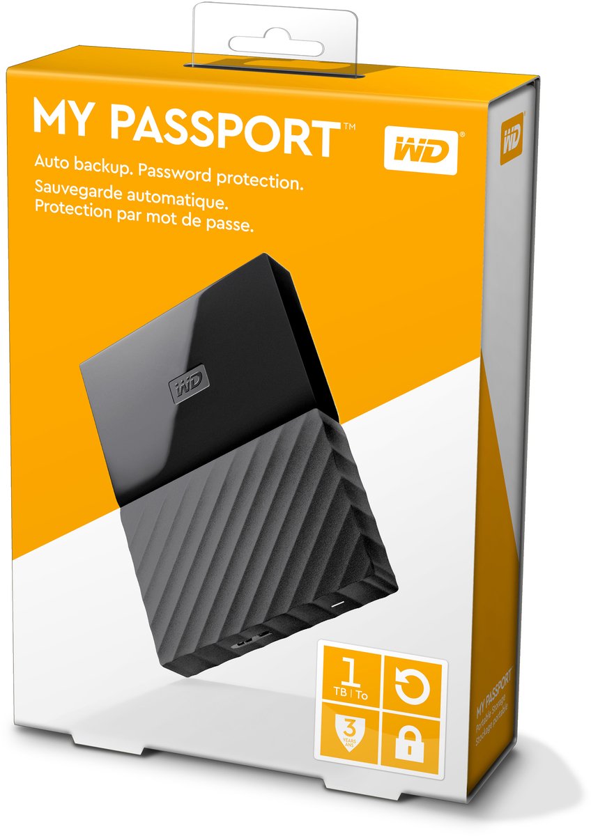 Western Digital My Passport Portable - Externe Harde Schijf - 1Tb - Zwart externe opslag - afbeelding 2