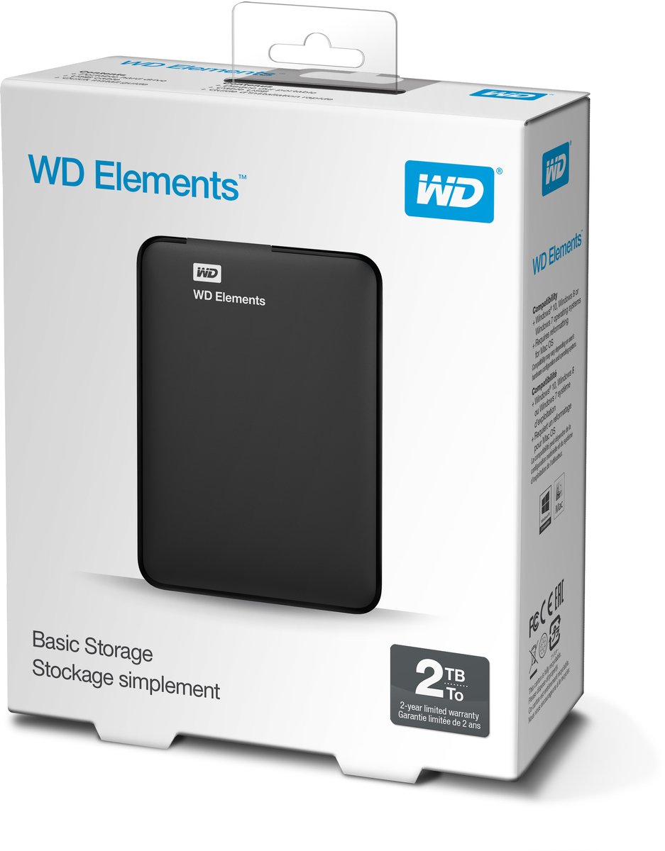WD Elements Portable 2TB Externe Hard Drive Zwart - afbeelding 2