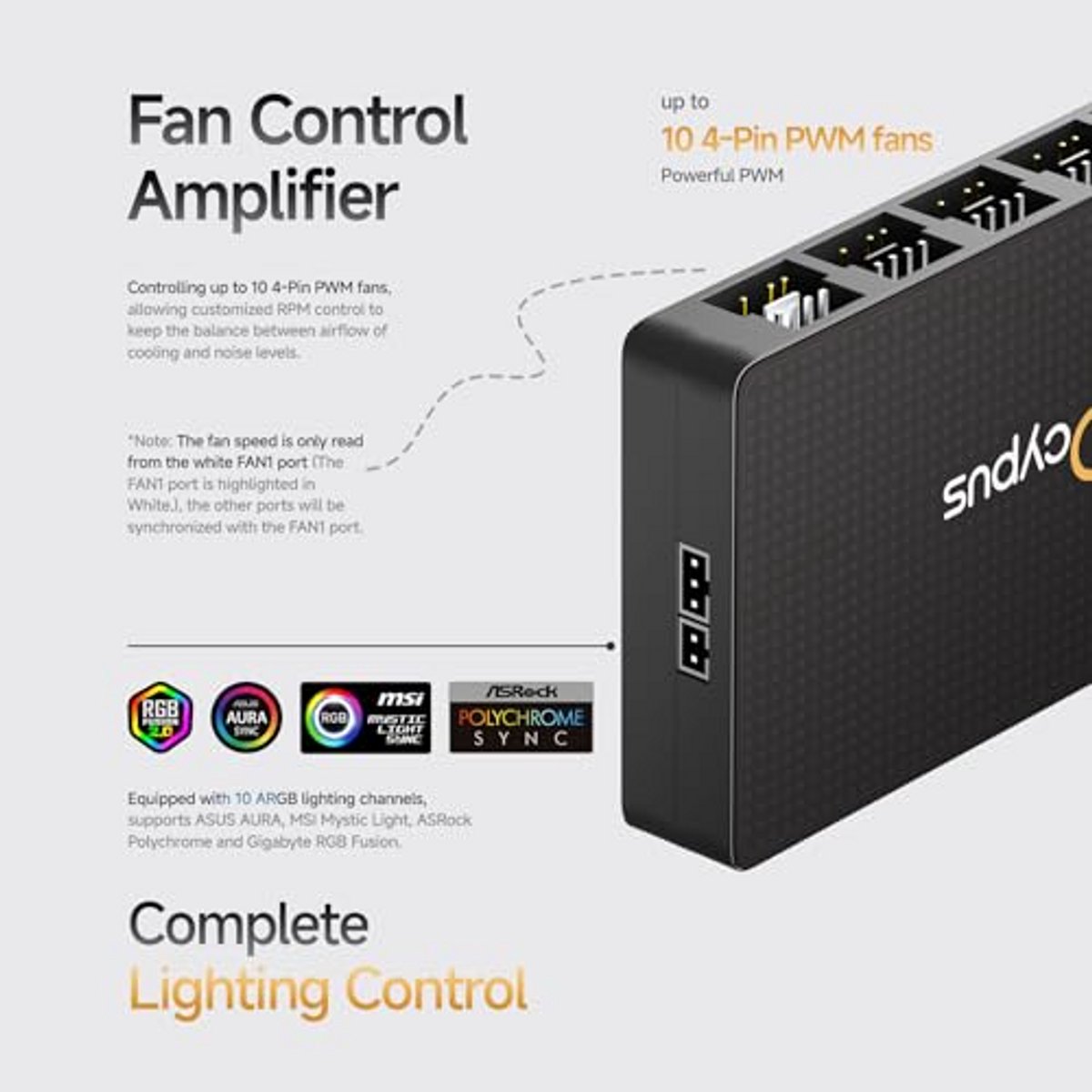 10-Poorts Fan Hub Voor Computerbehuizing - 4-Pin Pwm Of 3-Pin Argb Controller, ventilator controller - afbeelding 3