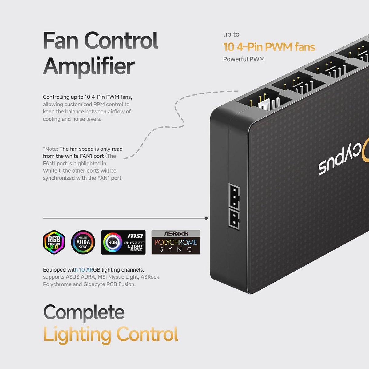 10-Port Pc Fan Hub Met Afstandsbediening - Pwm En Argb Controller, Magnetische ventilator controller - afbeelding 7