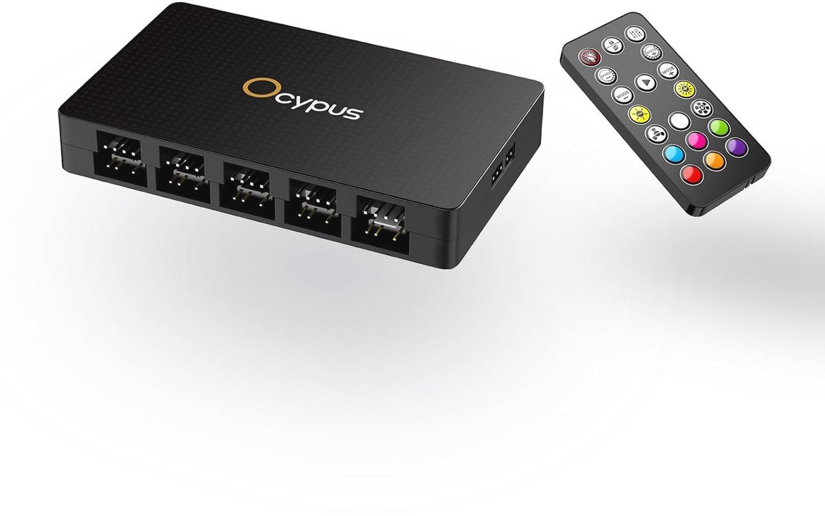  10-Port Pc Fan Hub Met Afstandsbediening - Pwm En Argb Controller, Magnetische Montage, 5V/12V Ondersteuning, Slimme Bescherming