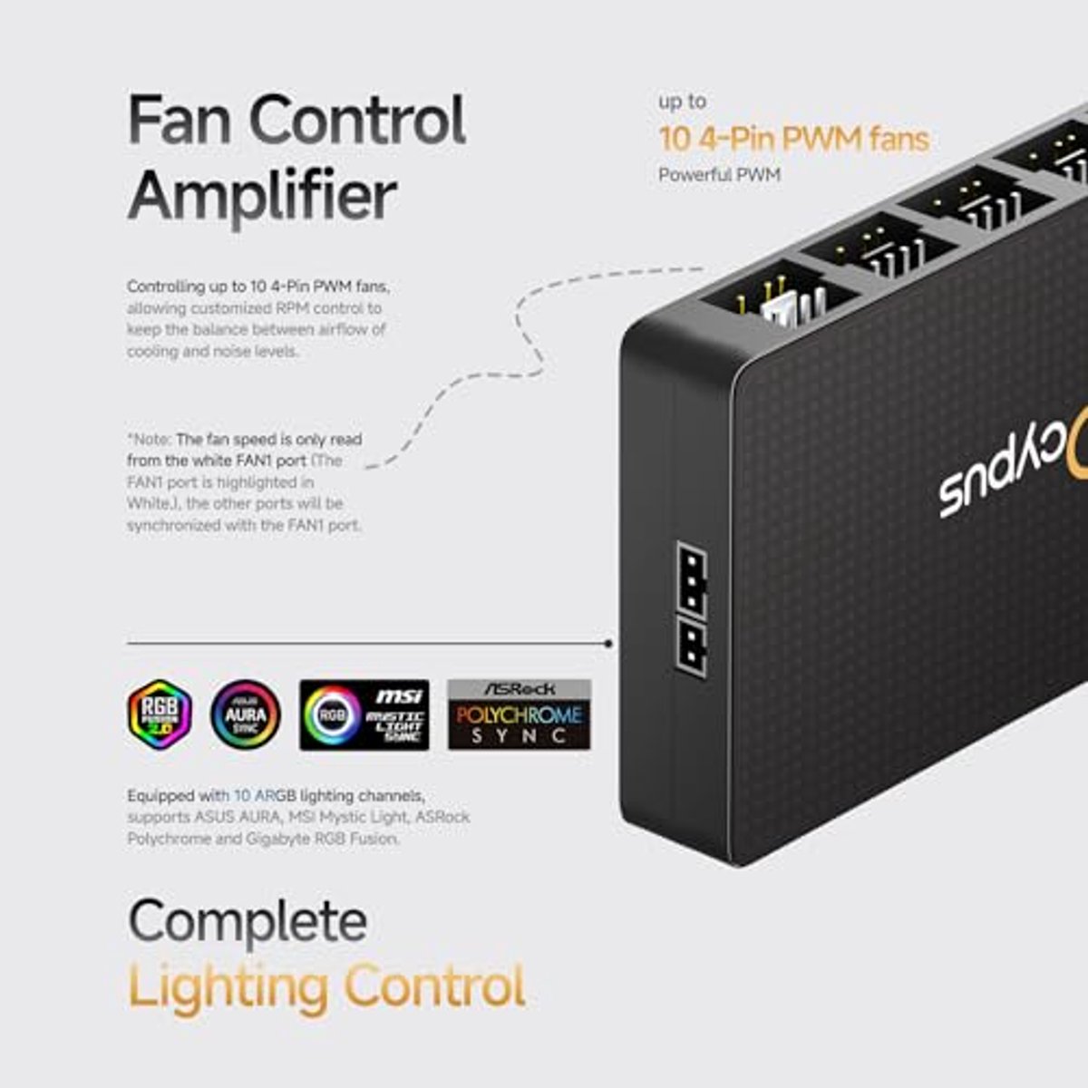 10-Port Pc Fan Hub Met Afstandsbediening - Pwm En Argb Controller, Magnetische ventilator controller - afbeelding 3