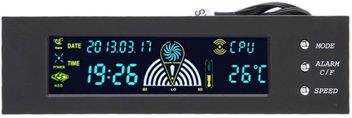 KARZO Karzo - Computer 3 Fan Speed Controller Cpu/Hdd/Sys Temperatuurregeling Lcd Voorpaneel 5,25 Inch Stw 5023, Computer Fan Controller Met Stabiele Prestaties