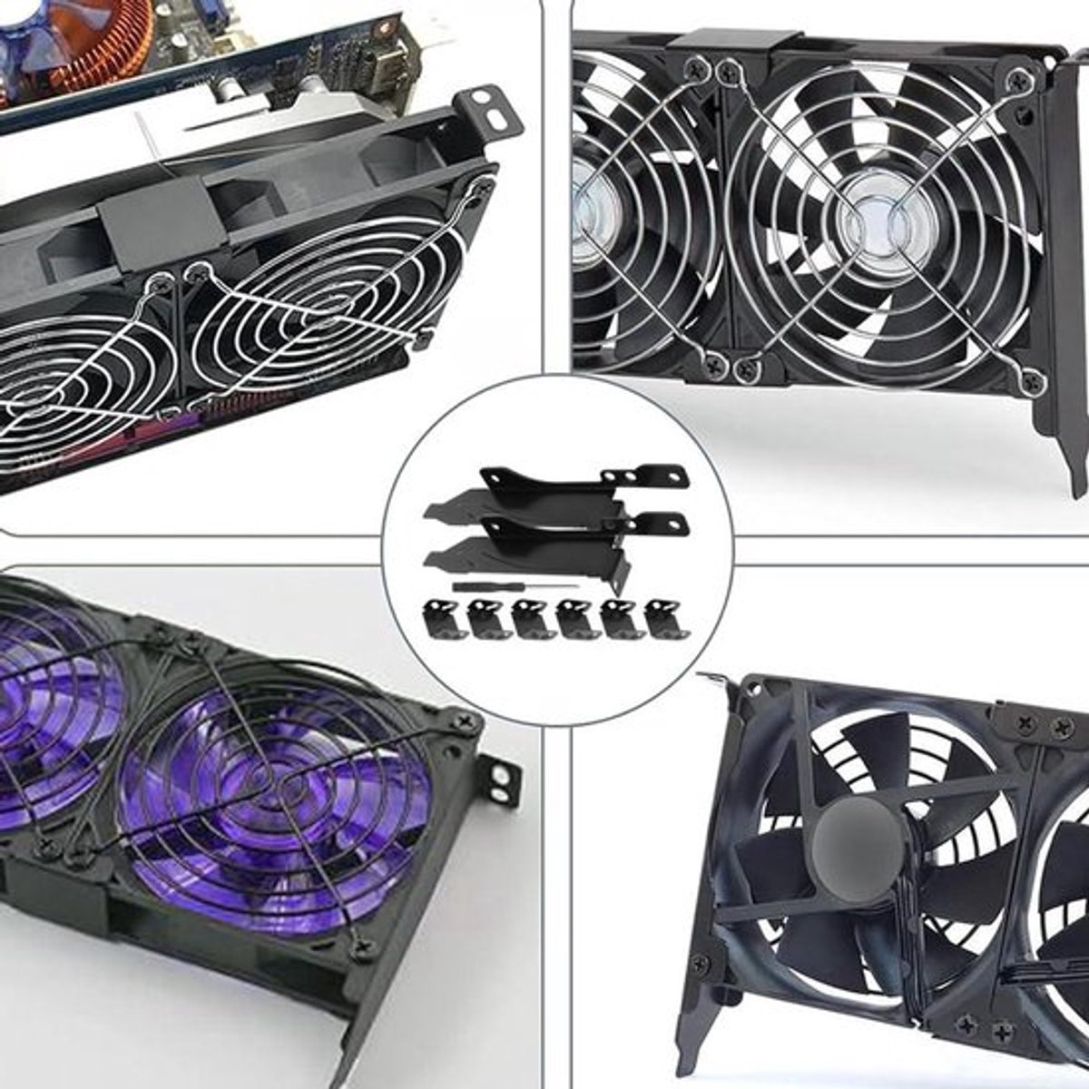 Karzo - Pci Slot Bracket Kit Met Dual Fan Mount Rack - Pc Fan Radiator 12 Cm - ventilator controller - afbeelding 3