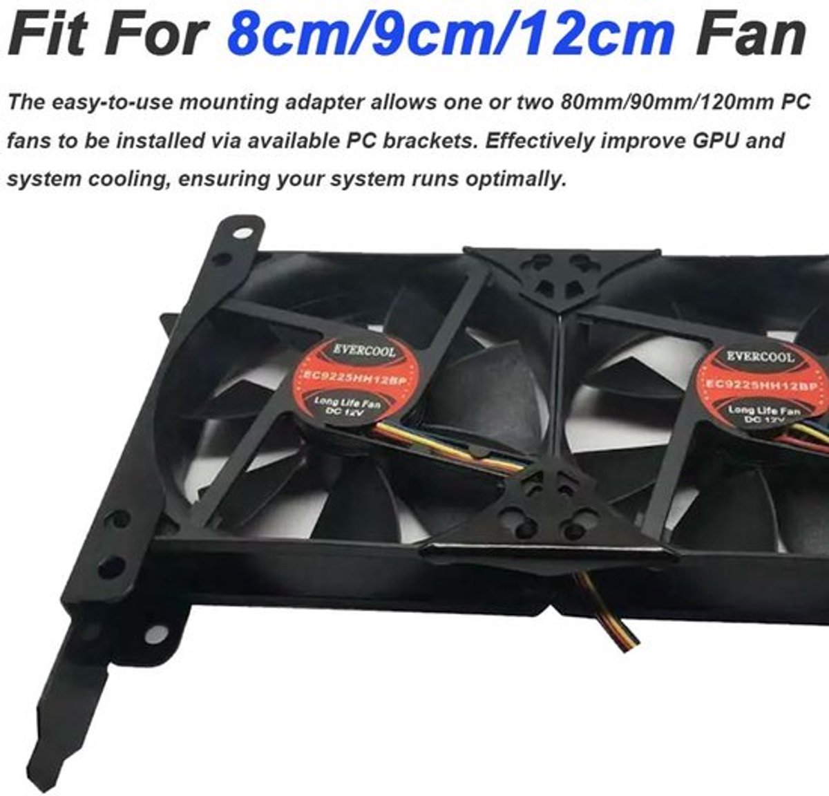 Karzo - Pci Slot Bracket Kit Met Dual Fan Mount Rack - Pc Fan Radiator 12 Cm - ventilator controller - afbeelding 6