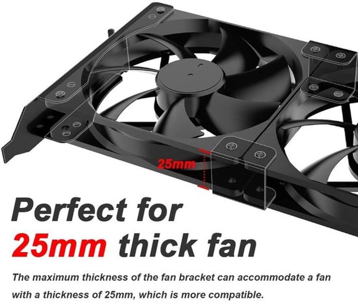 Karzo - Pci Slot Bracket Kit Met Dual Fan Mount Rack - Pc Fan Radiator 12 Cm - ventilator controller - afbeelding 8