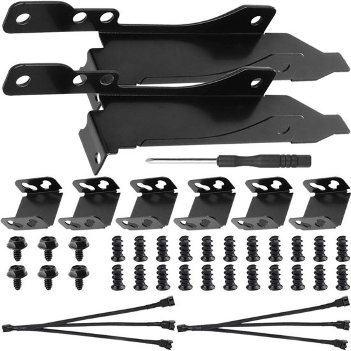 KARZO Karzo - Pci Slot Bracket Kit Met Dual Fan Mount Rack - Pc Fan Radiator 12 Cm - Diy Bracket Tool Met Pwm Fan Splitter Kabel - Inclusief Kabelbinders En Schroeven