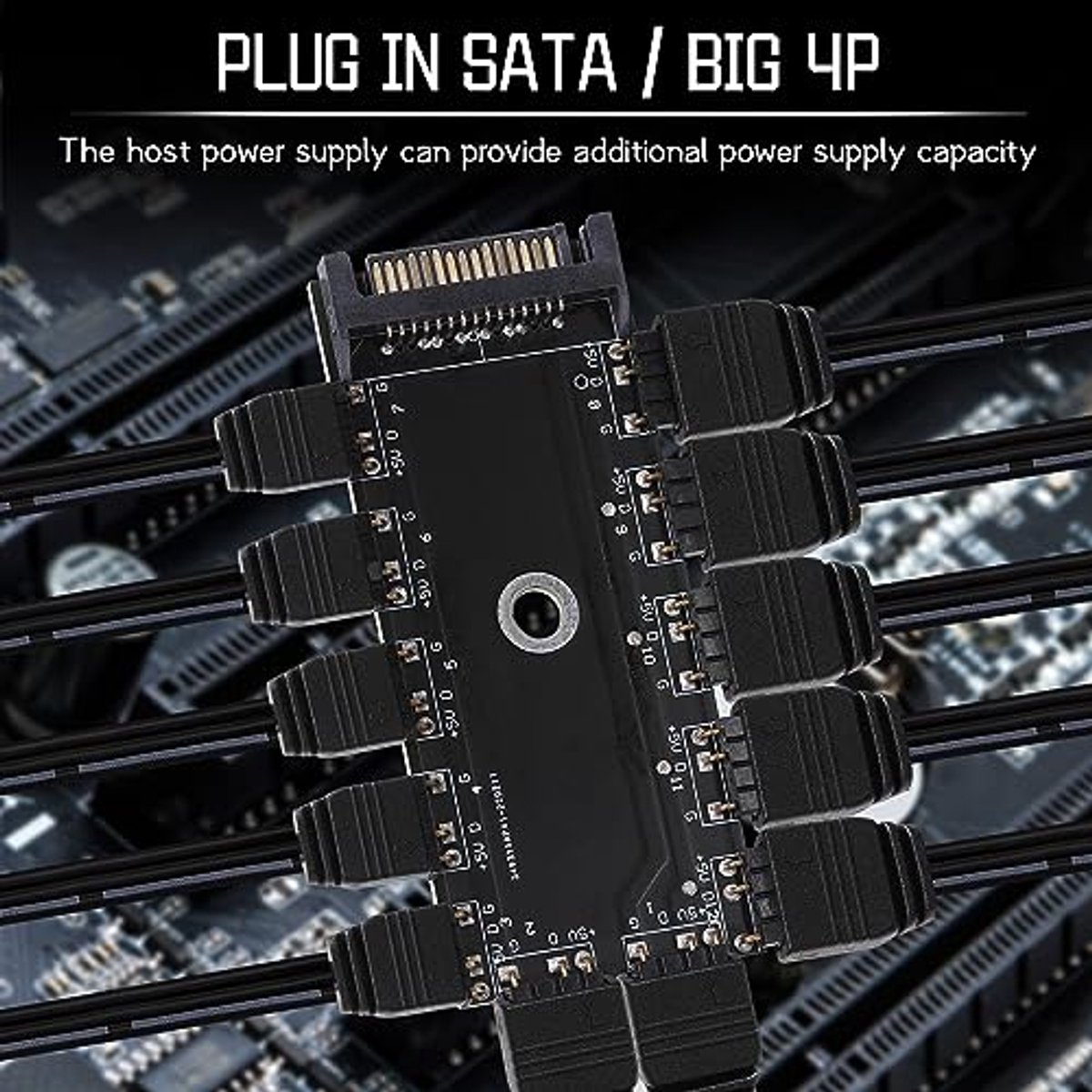 MIWATT 11-Poorts 5V ARGB Splitter Hub met SATA-voeding - afbeelding 2