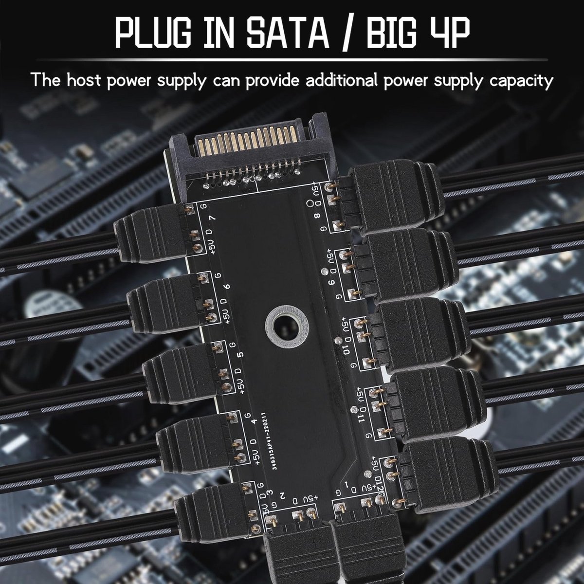 11-Poort ARGB & PWM Fan Hub SATA - afbeelding 2