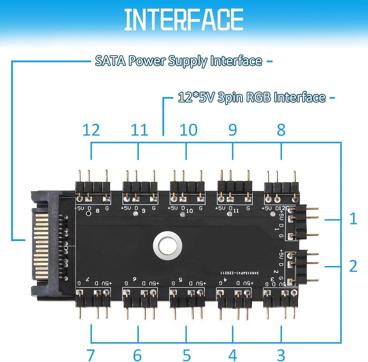 11-Poort ARGB & PWM Fan Hub SATA - afbeelding 6