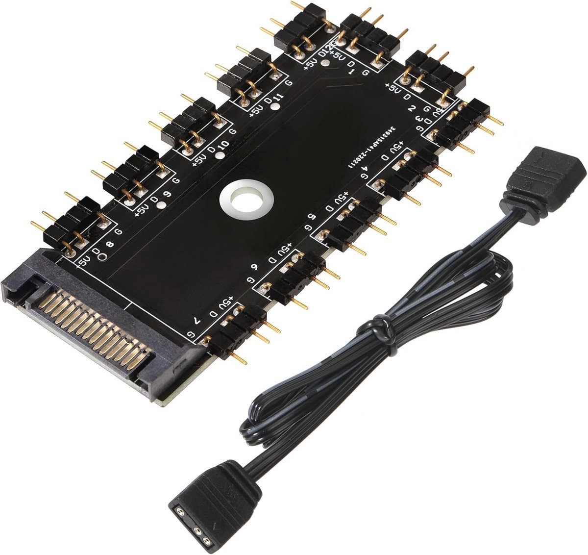 RGB Rgb Led Fan Splitter Hub Met 11 Poorten En Sata-Ondersteuning Voor Pc