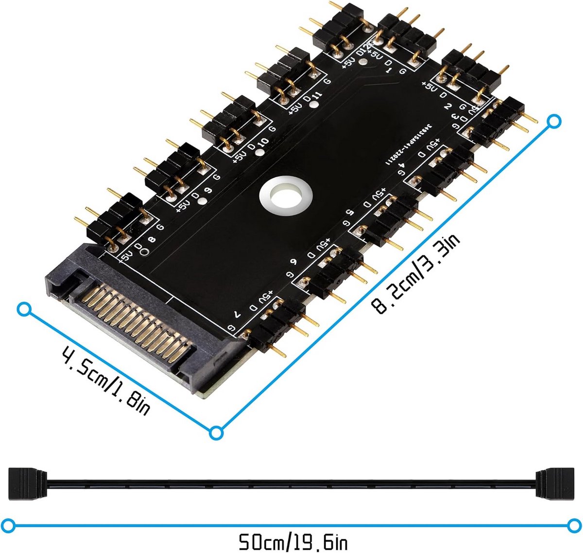 11-Port 5V 3-Pin ARGB Splitter Hub met SATA Power - afbeelding 7