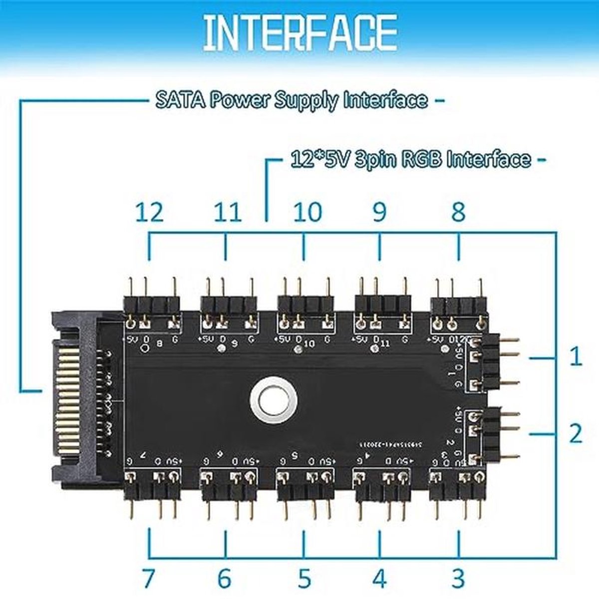 11-Port ARGB Fan Hub SATA - afbeelding 2