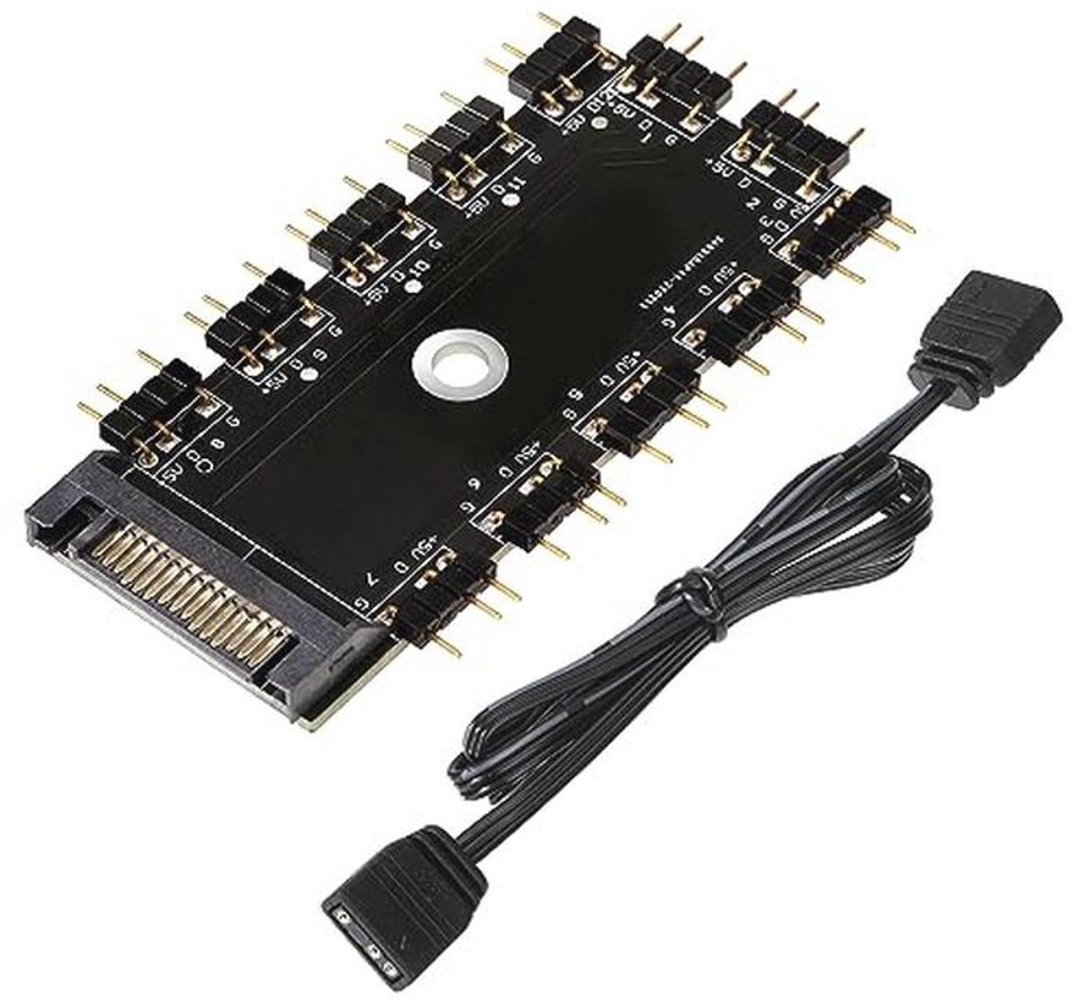 RGB Rgb Led Fan Splitter Hub Met 11 Poorten En Sata-Ondersteuning Voor Pc