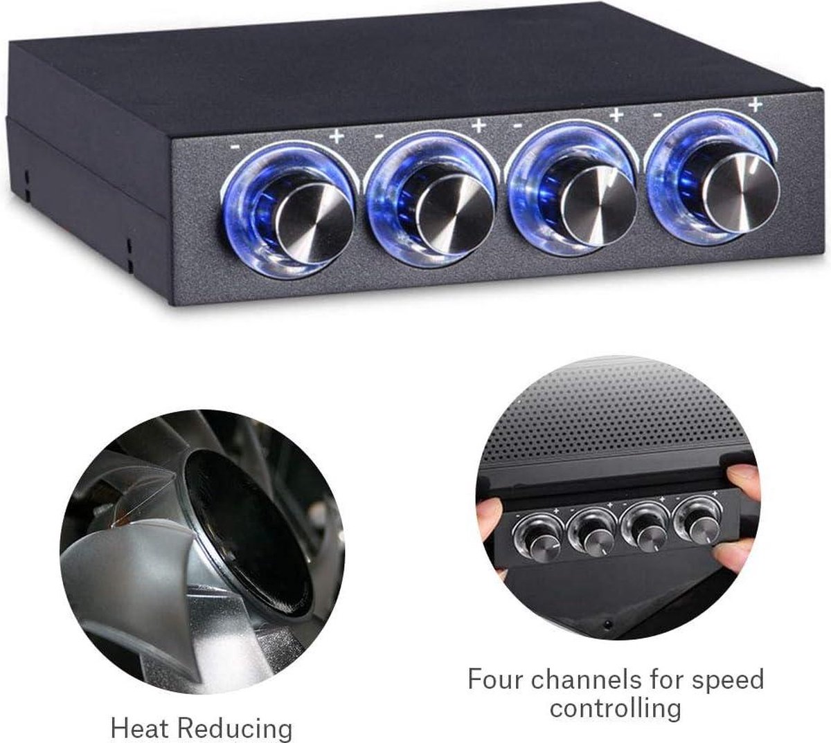 Fan Controller - 4 Kanaals, 32W Totaal, Blauwe LED, 3.5 inch Bay - afbeelding 8