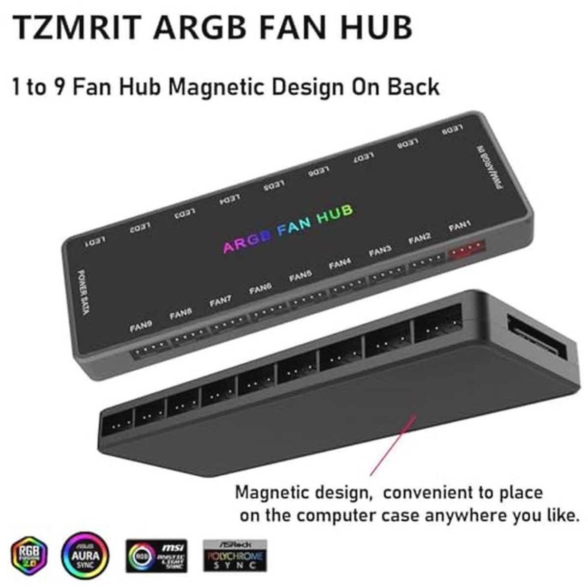 Argb Pwm Fan Hub 2-In-1 Met 18 Poorten Voor Cpu-Fans ventilator controller - afbeelding 7