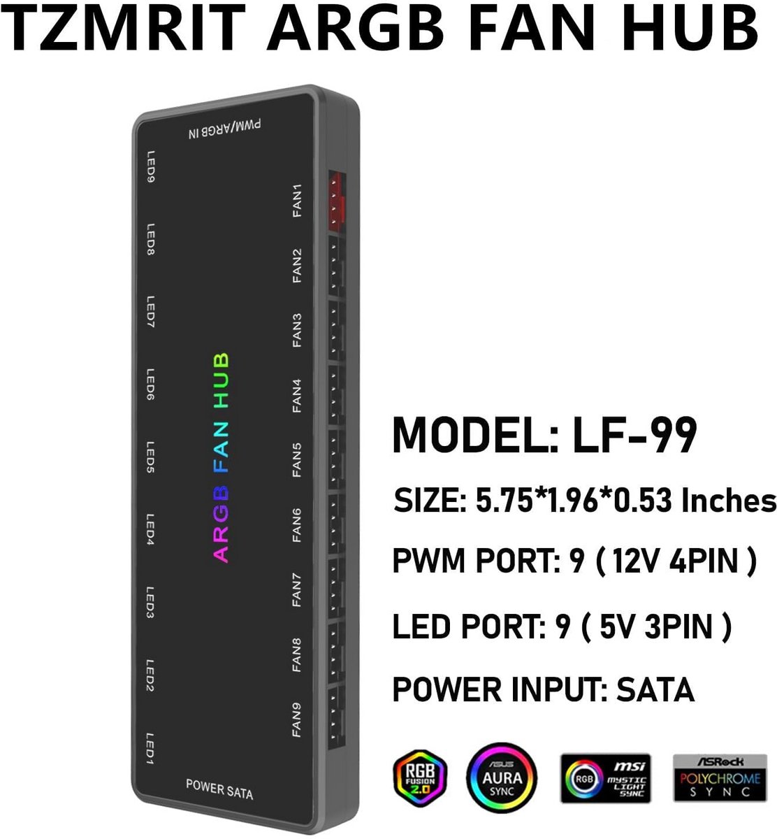 Argb Pwm Fan Hub 2-In-1 Met 18 Poorten Voor Cpu-Fans ventilator controller - afbeelding 4