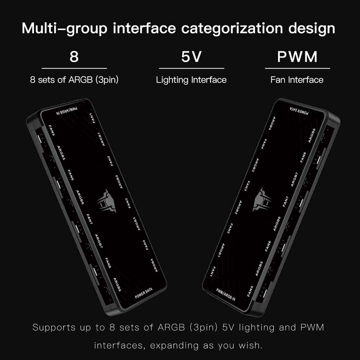 Argb Pwm Fan Hub Controller - Ondersteuning Voor 8 Fans Met 4-Pins En 3-Pins ventilator controller - afbeelding 2