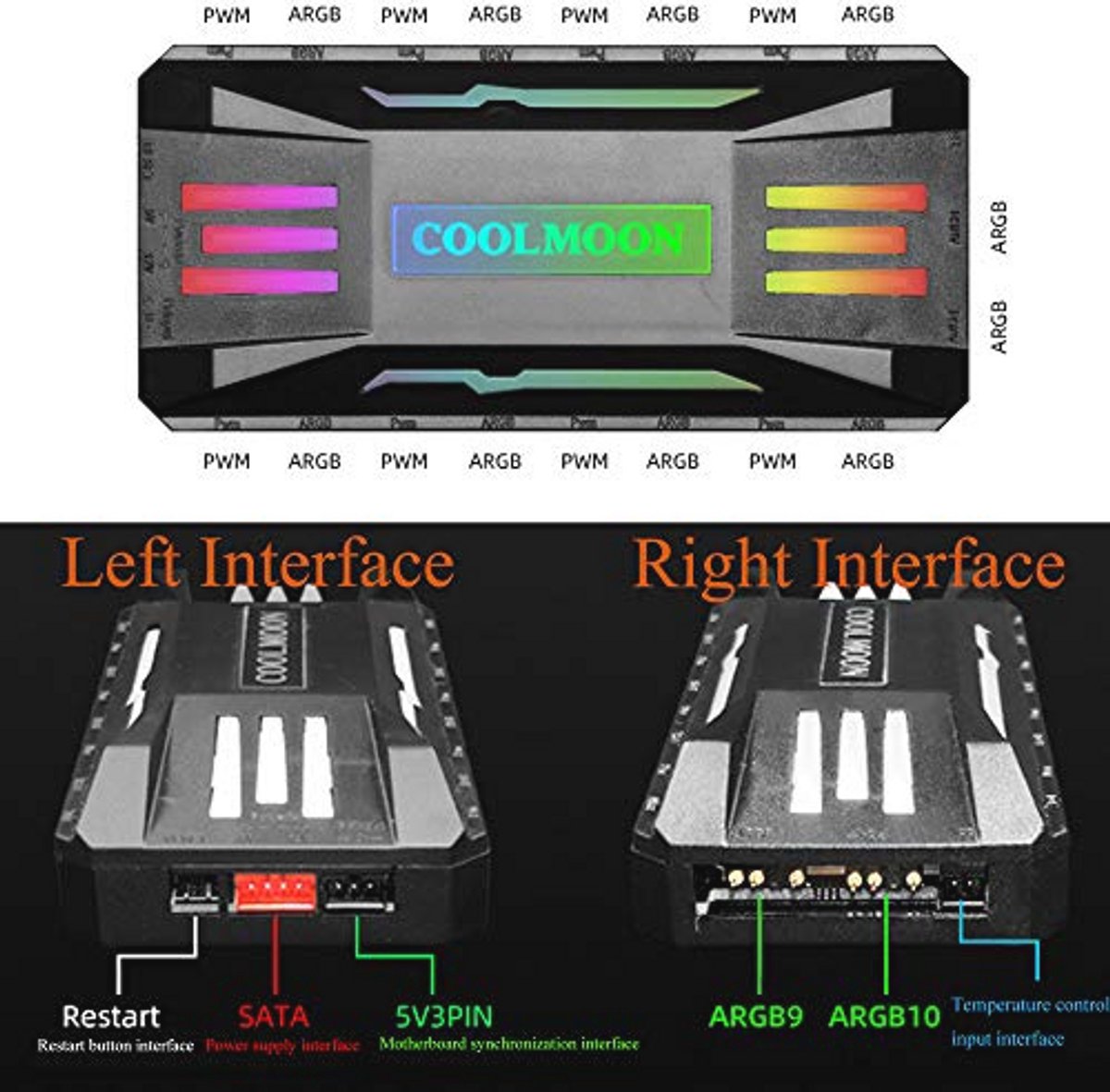 Pwm Fan Temperatuur Controller Met Afstandsbediening En Rgb Licht Adapter - 8 ventilator controller - afbeelding 7