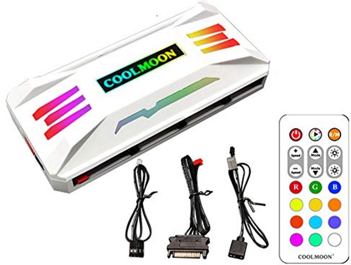 PWM Pwm Fan Temperatuur Controller Met Afstandsbediening En Rgb Licht Adapter - 8 Poorten Fan Speed Controller En 10 A-Rgb Poorten Met Magneet