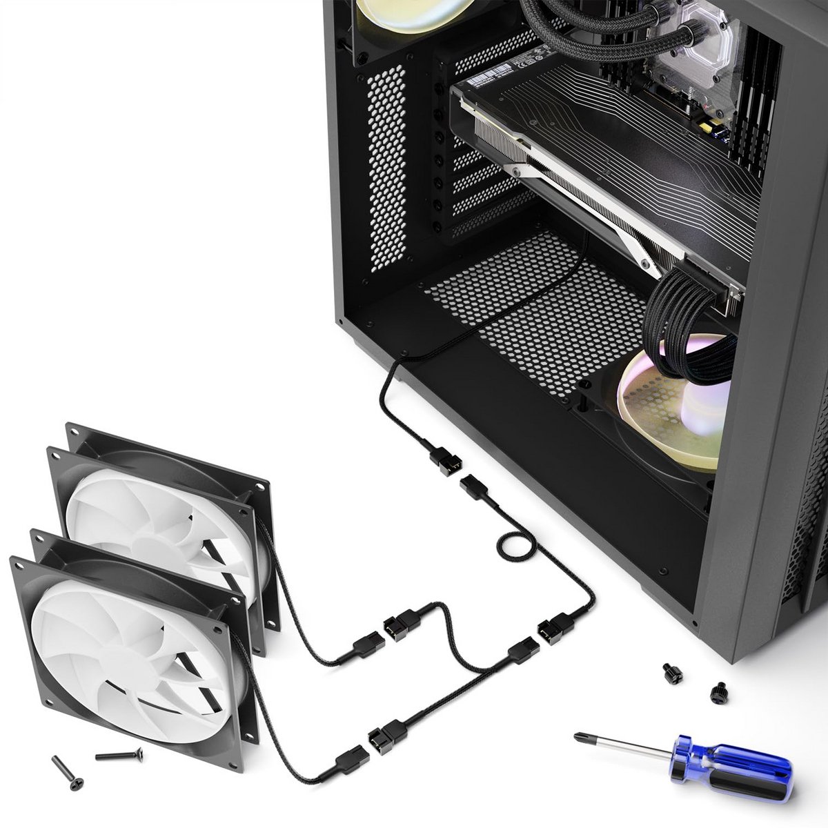 Pwm Fan Y-Kabel En Uitbreidingskabel Set - 15Cm + 30Cm - Fan Controller En ventilator controller - afbeelding 2