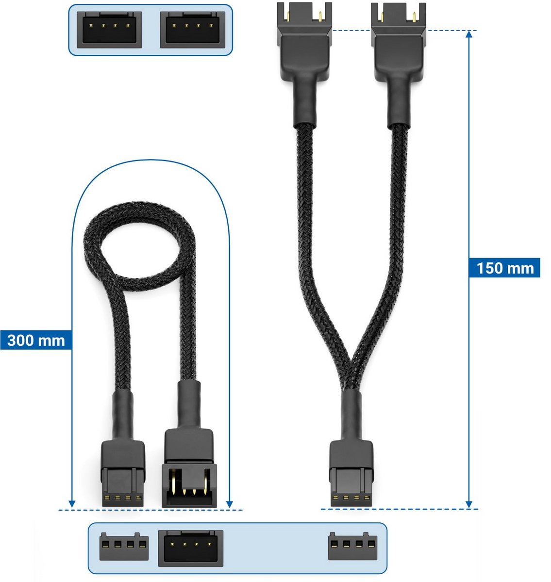 Pwm Fan Y-Kabel En Uitbreidingskabel Set - 15Cm + 30Cm - Fan Controller En ventilator controller - afbeelding 7