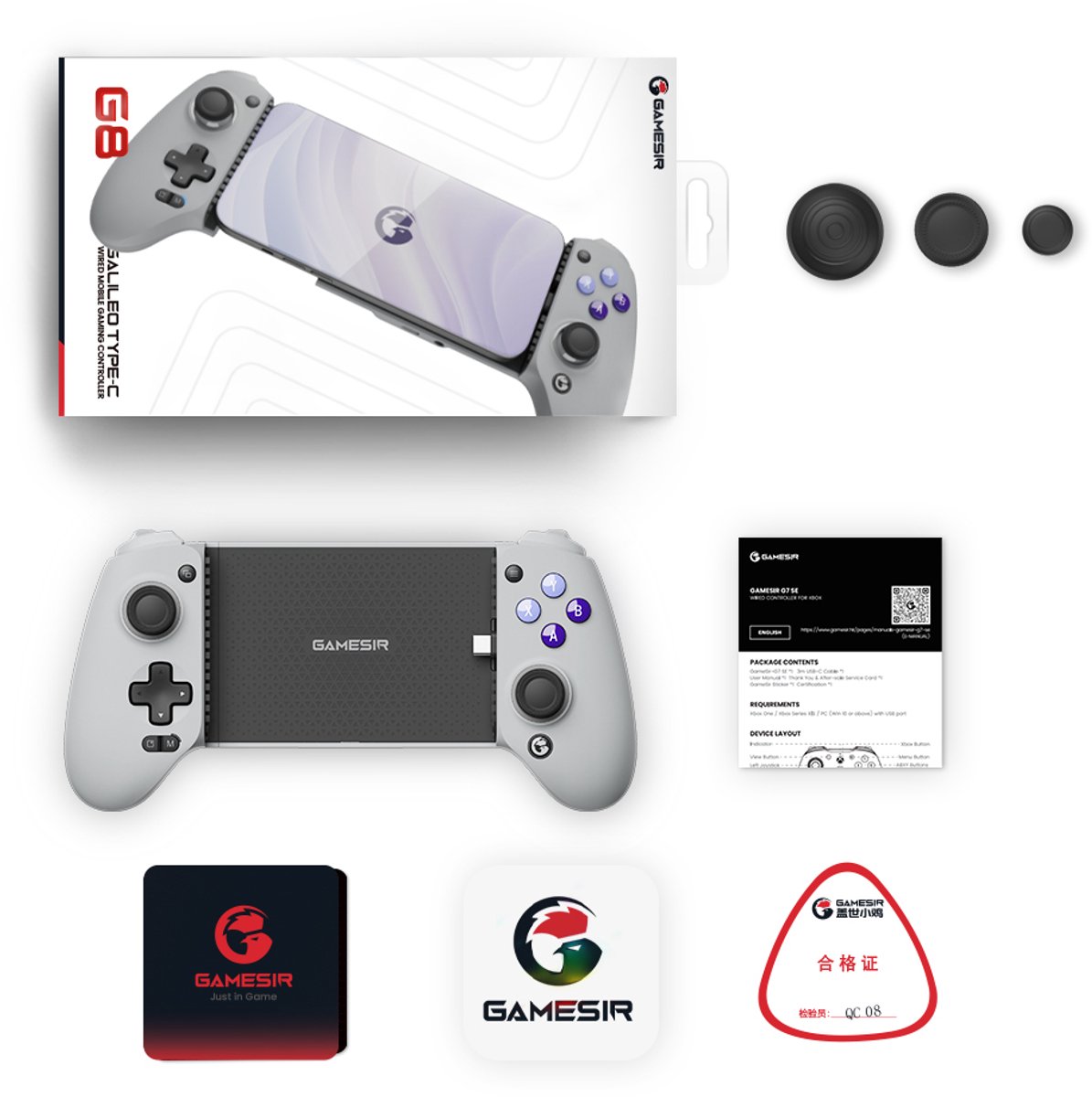 Gamesir g8 galileo bedrade telefoon co 9553864 7 orig - GameSir G8 Galileo Mobiele controller (grijs)