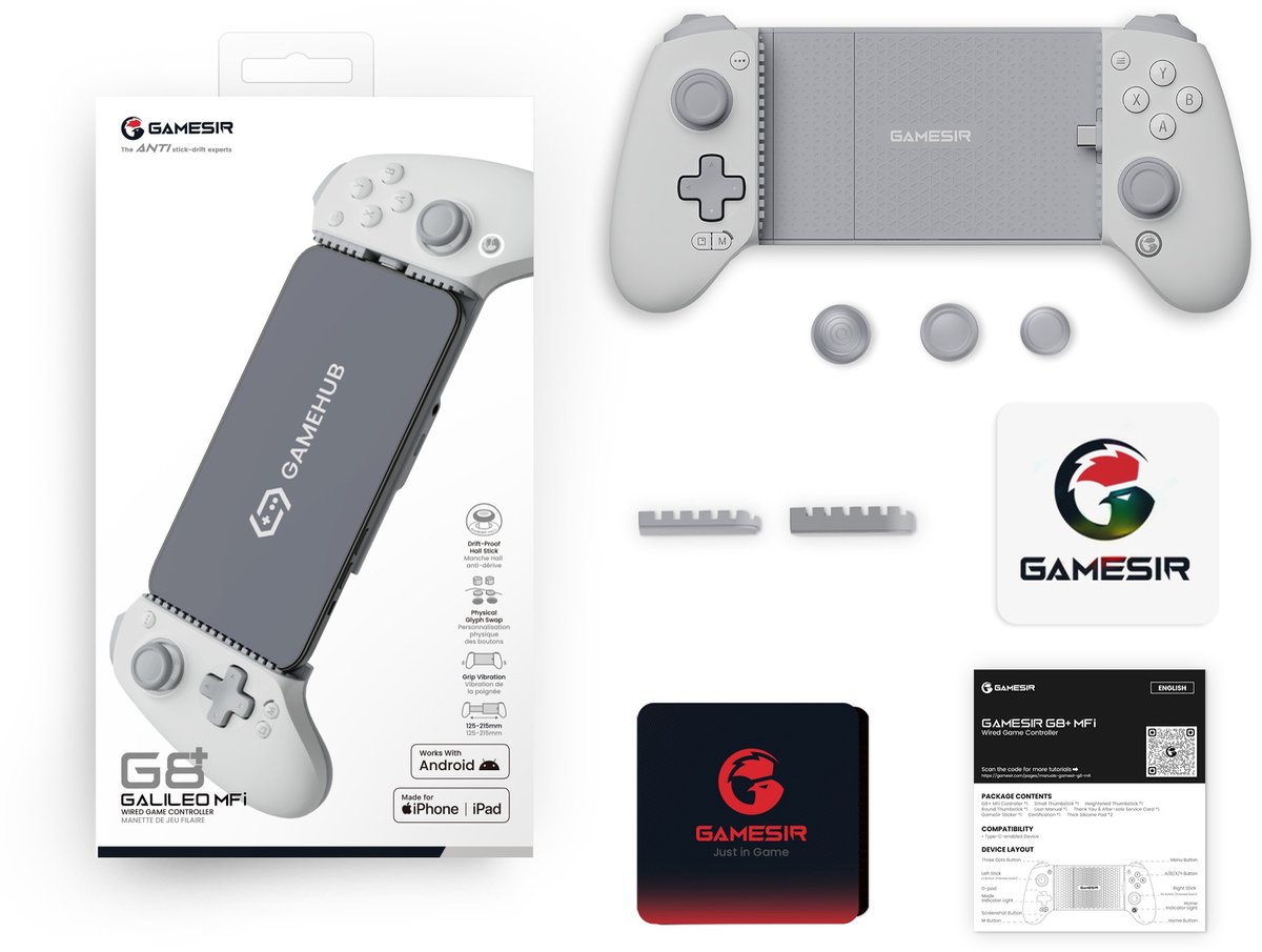 Gamesir g8 galileo mfi bedrade telefoo 5 orig - GameSir G8+ Galileo Mfi Bedrade Telefoon Mobiele controller (wit)