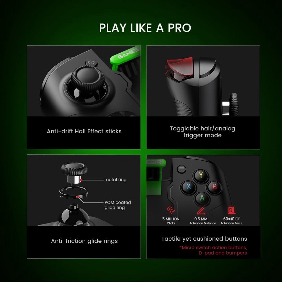 Gamesir x4 aileron draadloze telefoon 8 orig - GameSir X4 Aileron Draadloze Telefoon Mobiele controller (zwart)