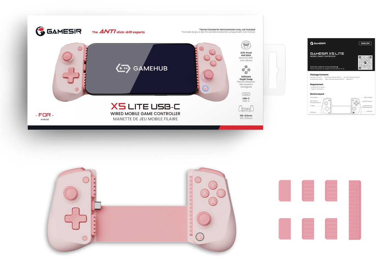 Gamesir x5 lite bedrade gamecontroller 2 orig - Gamesir X5 Lite Bedrade Gamecontroller Voor Mobiele controller (roze)