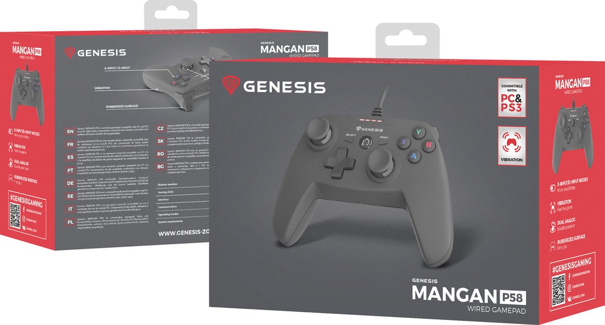 Genesis njg 0773 mangan p58 game contr 7 orig - Genesis Njg-0773 Mangan P58 Game Controleer Zwart Ps3 Pc Controller
