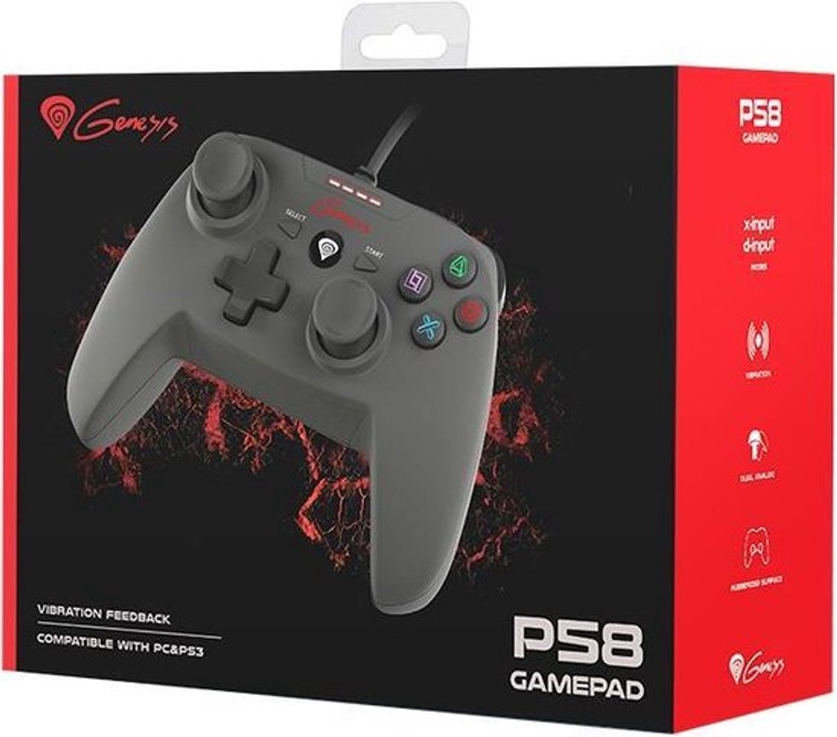 Genesis njg 0773 mangan p58 game contr 9 orig - Genesis Njg-0773 Mangan P58 Game Controleer Zwart Ps3 Pc Controller