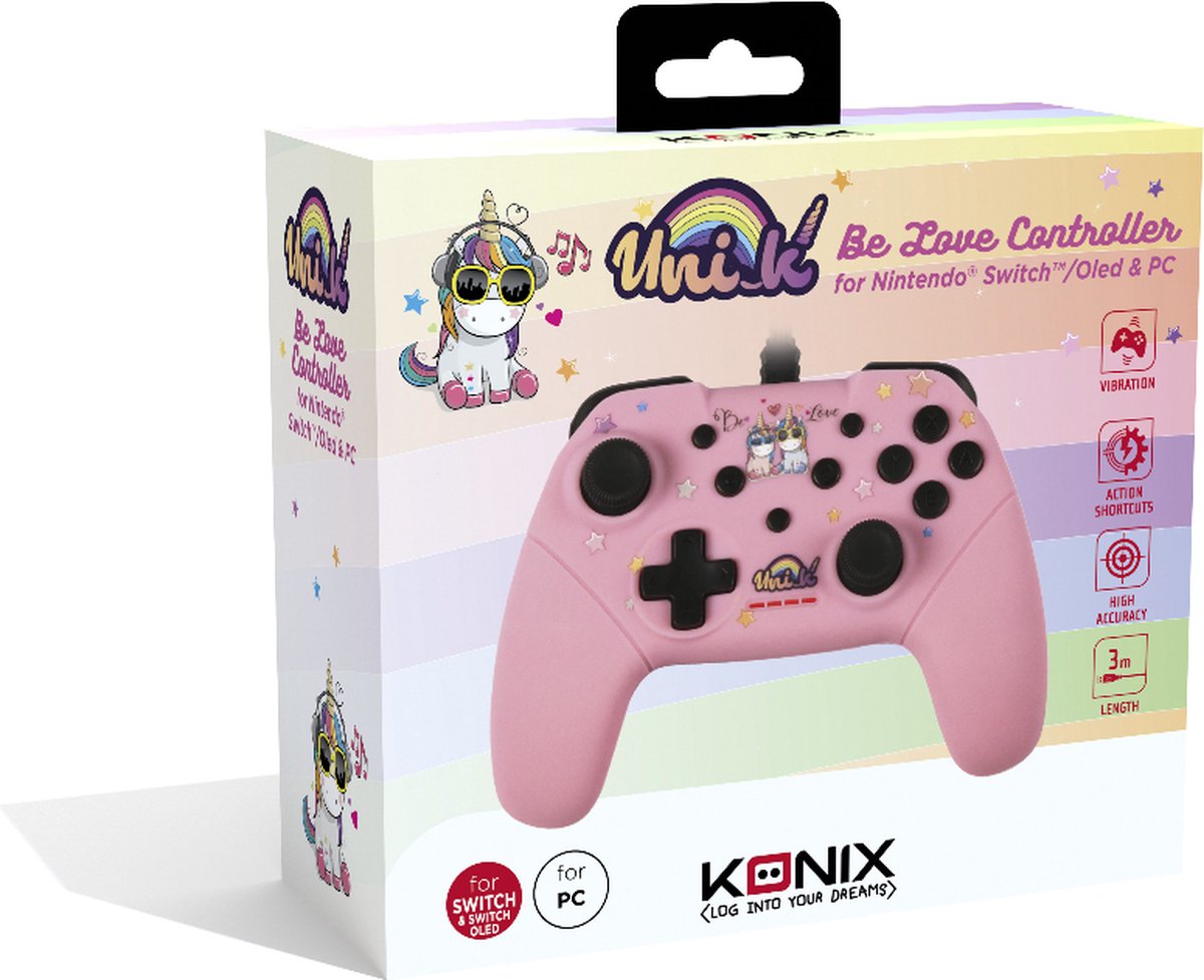 Konix kx unik switch pc pad be 2 orig - Konix Kx Unik Switch/Pc Pad Be Love Roze USB Controller
