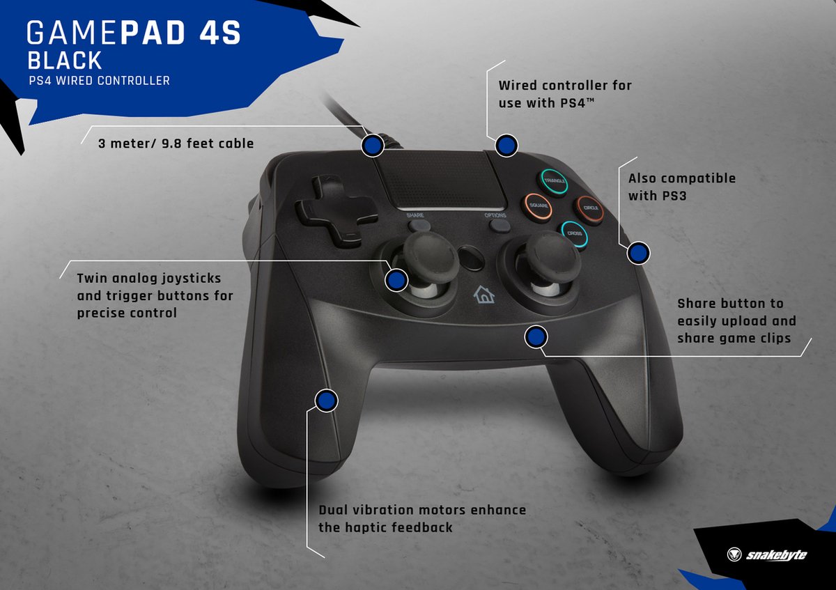 Snakebyte game pad 4 s black ps4 10 orig - Snakebyte Game Pad 4 S Controller (zwart)