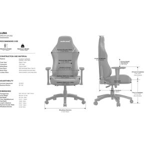 Andaseat luna premium large stoel zwart 7 orig - AndaSeat AD18-56-B-PV tot 110 kg Gamingstoel (PU-leer, zwart)