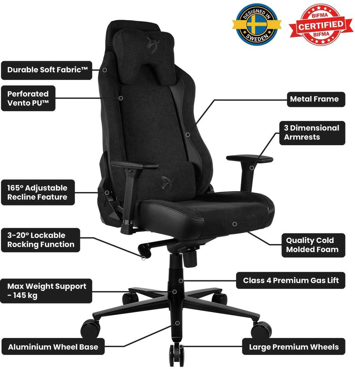 Arozzi vernazza ventotm gamingstoel s 9554963 5 orig - Arozzi Vernazza tot 145 kg Gamingstoel (combinatie)