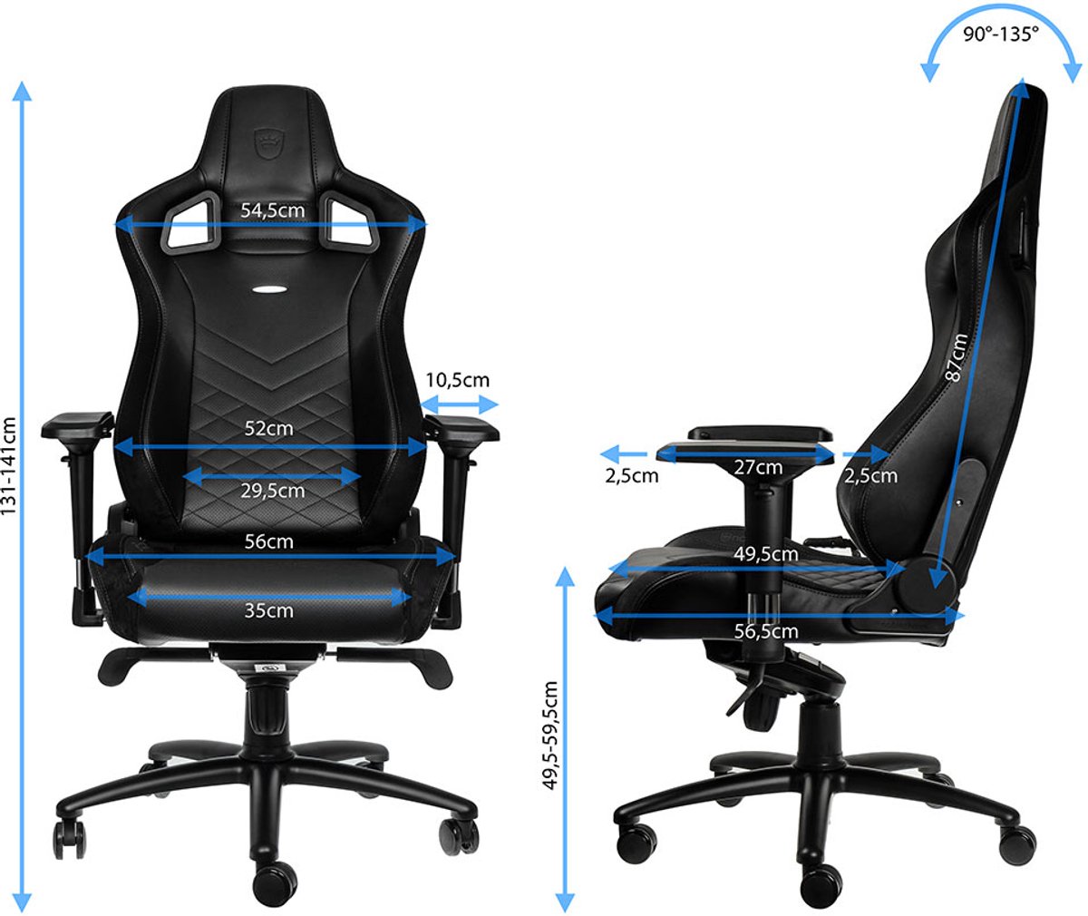 Noblechairs epic chair zwart 5 orig - Noblechairs Epic Gaming Chair tot 120 kg Gamingstoel (PU-leer, zwart)