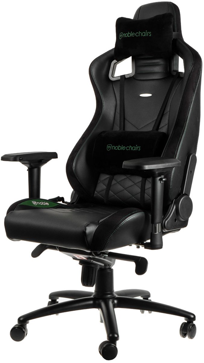 Noblechairs epic series black green 3 orig - Noblechairs Epic Series tot 120 kg Gamingstoel (PU-leer, zwart)