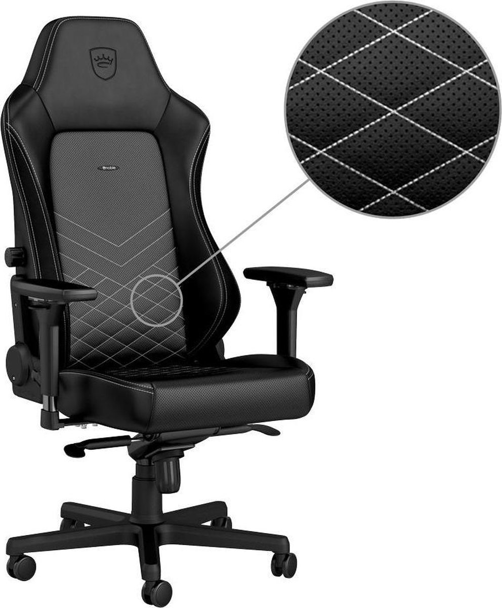 Noblechairs hero gamestoel zwart wit 6 orig - Noblechairs Hero Gamestoel tot 150 kg Gamingstoel (PU-leer, zwart)