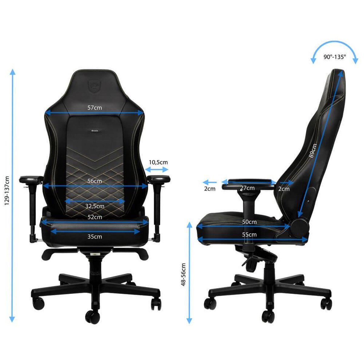 Noblechairs hero series gamestoel zwart go 10 orig - Noblechairs Hero Series tot 150 kg Gamingstoel (PU-leer, zwart)