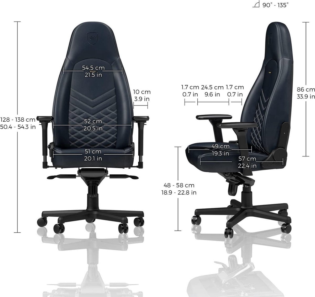 Noblechairs icon real leather gamestoel bl 9 orig - Noblechairs Icon Real Leather tot 150 kg Gamingstoel (echt leer)