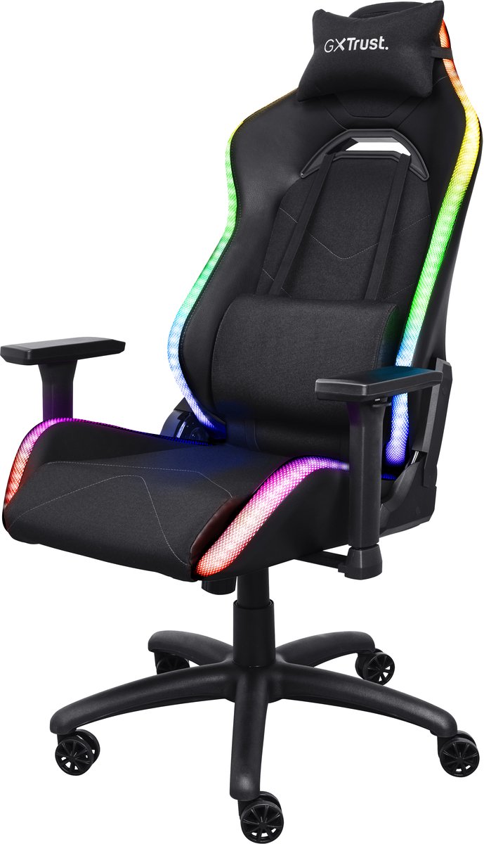 Trust gxt719 ruya chair zwart 5 orig - Trust Gxt719 Ruya RGB Gaming tot 150 kg Gamingstoel (stof, zwart)