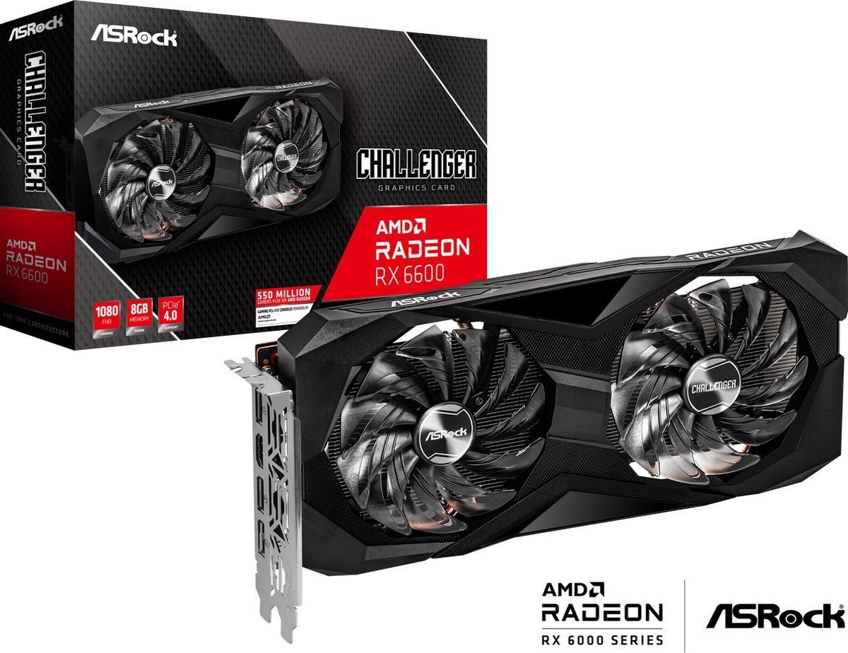 ASRock Asrock Amd Radeon Rx 6600 Challenger - Videokaart - 8Gb - Gddr6 - Pcie 4.0 - 1X Hdmi 2.1B - 3X Displayport 1.4