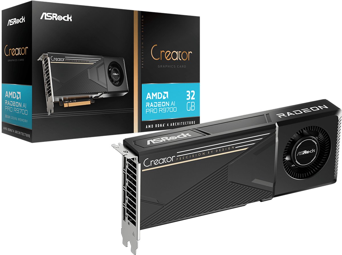Radeon Ai Pro R9700 Creator Amd 32GB Videokaart (Black) - afbeelding 2