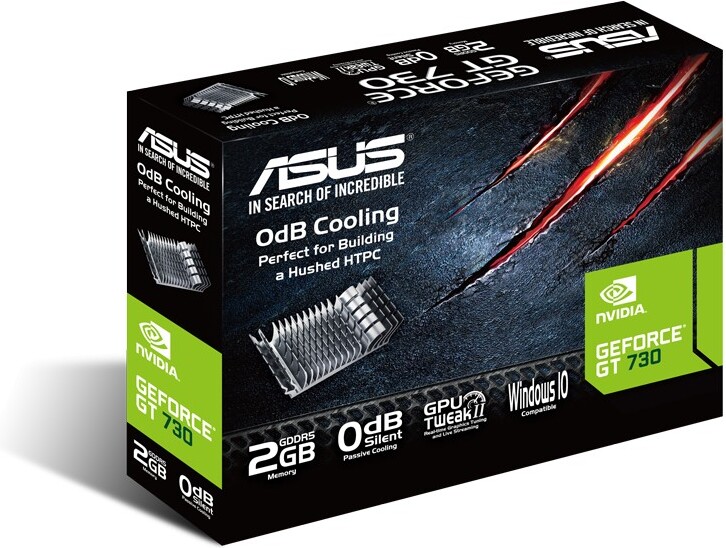 Asus nvidia geforce 730 2gb 3 0 5 orig - ASUS GeForce GT 730 Silent LP 2GB Videokaart (Black)